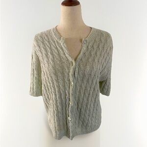 BRUNELLO CUCINELLI SIZE S WOMENS KNIT SHORT SLEEVE CARDIGAN VINTAGE GREEN Spring